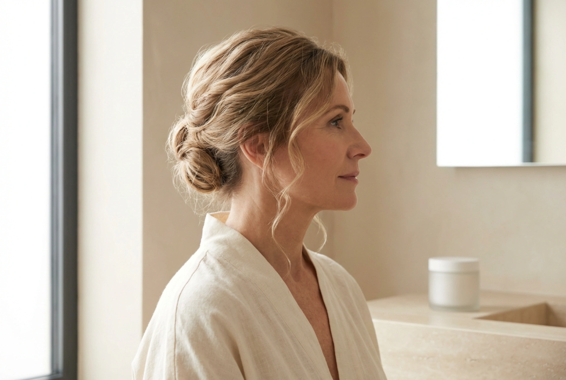 Elegantti hääkampaus 50-vuotiaalle: nutturat ja laineet askel askeleelta