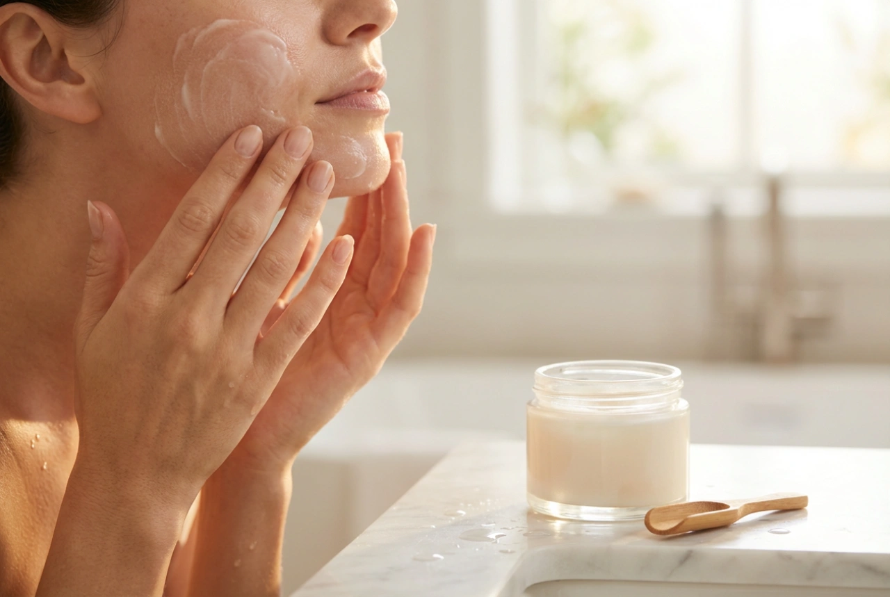 Puhdistusbalsami askel askeleelta: levitys, hieronta ja emulgointi