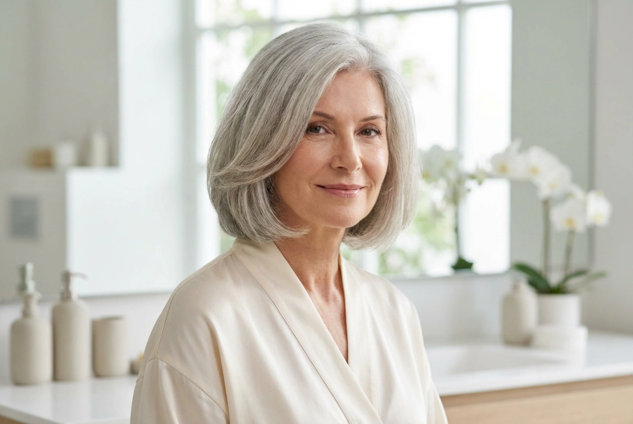 Naisten kampaukset harmaisiin hiuksiin: leikkaukset, tuuheus ja kiiltävä muotoilu