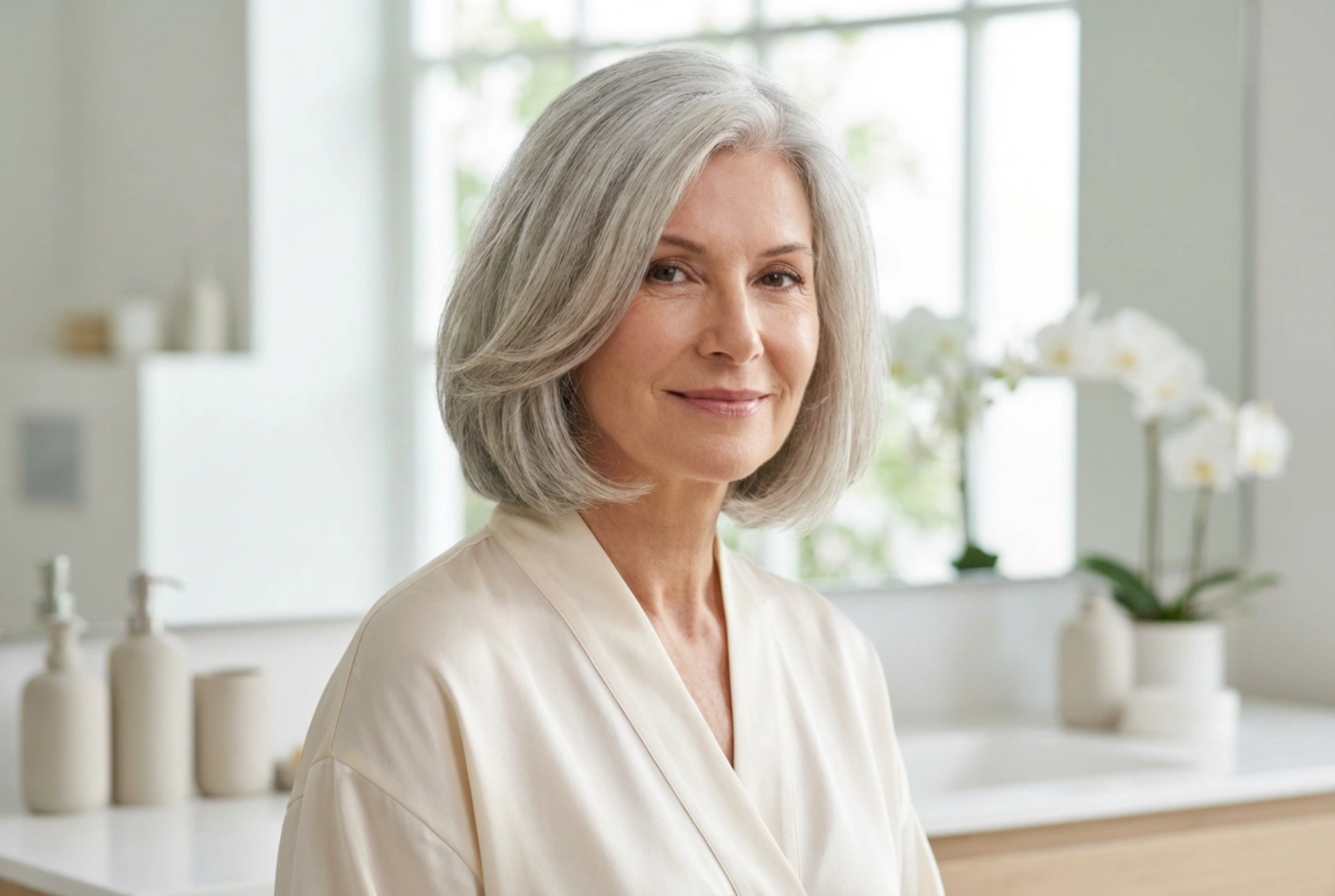 Naisten kampaukset harmaisiin hiuksiin: leikkaukset, tuuheus ja kiiltävä muotoilu