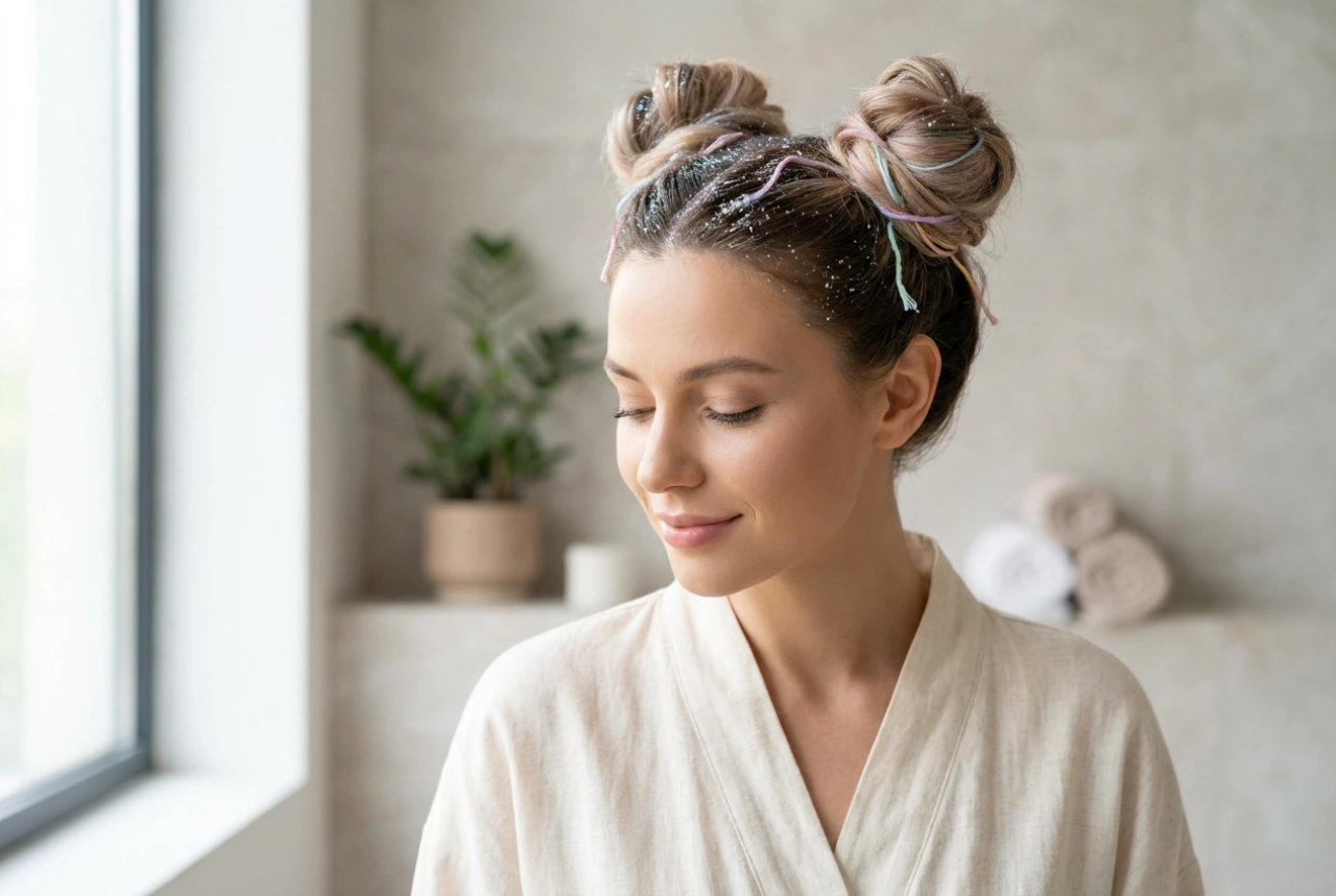 Näyttävät festarihiukset: kimalletta, space buns -nutturat ja värikkäät suortuvat