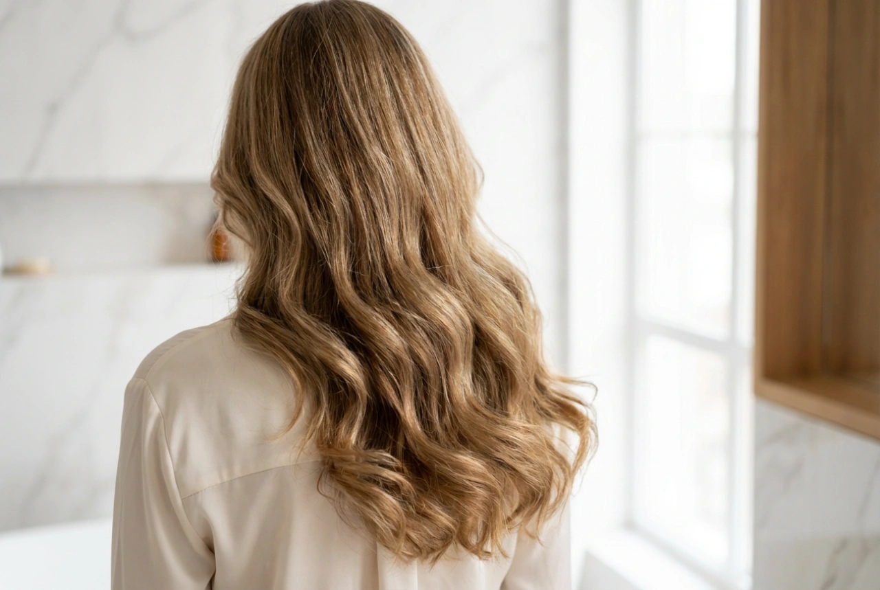 Kampaus 50-vuotiaalle: Pitkät hiukset, joissa on volyymia ja pehmeä linja