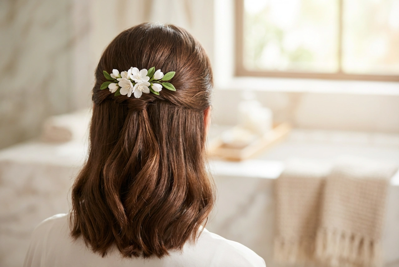 Hääkampaukset puolipitkille hiuksille: nutturat, puolinutturat ja laineet