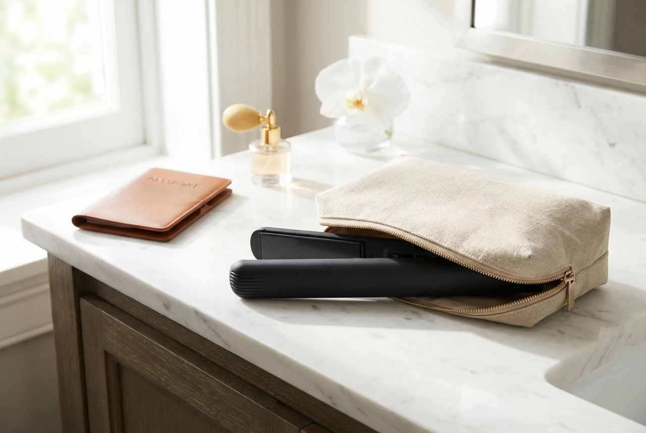 Matkasuoristusrauta kosmetiikkalaukussa: turvallinen muotoilu matkoilla