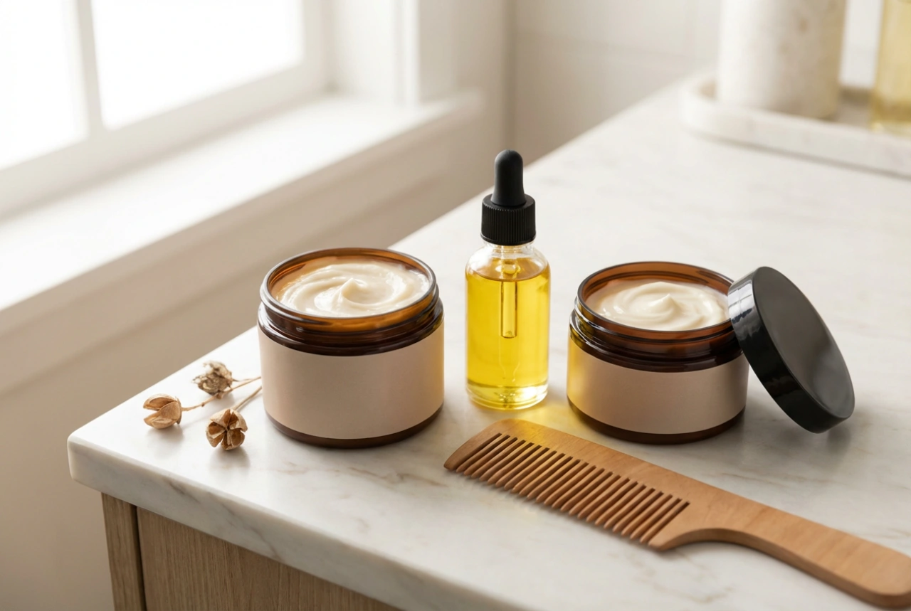 Hoitoaine kiharille hiuksille: humektantit, emollientit ja OMO