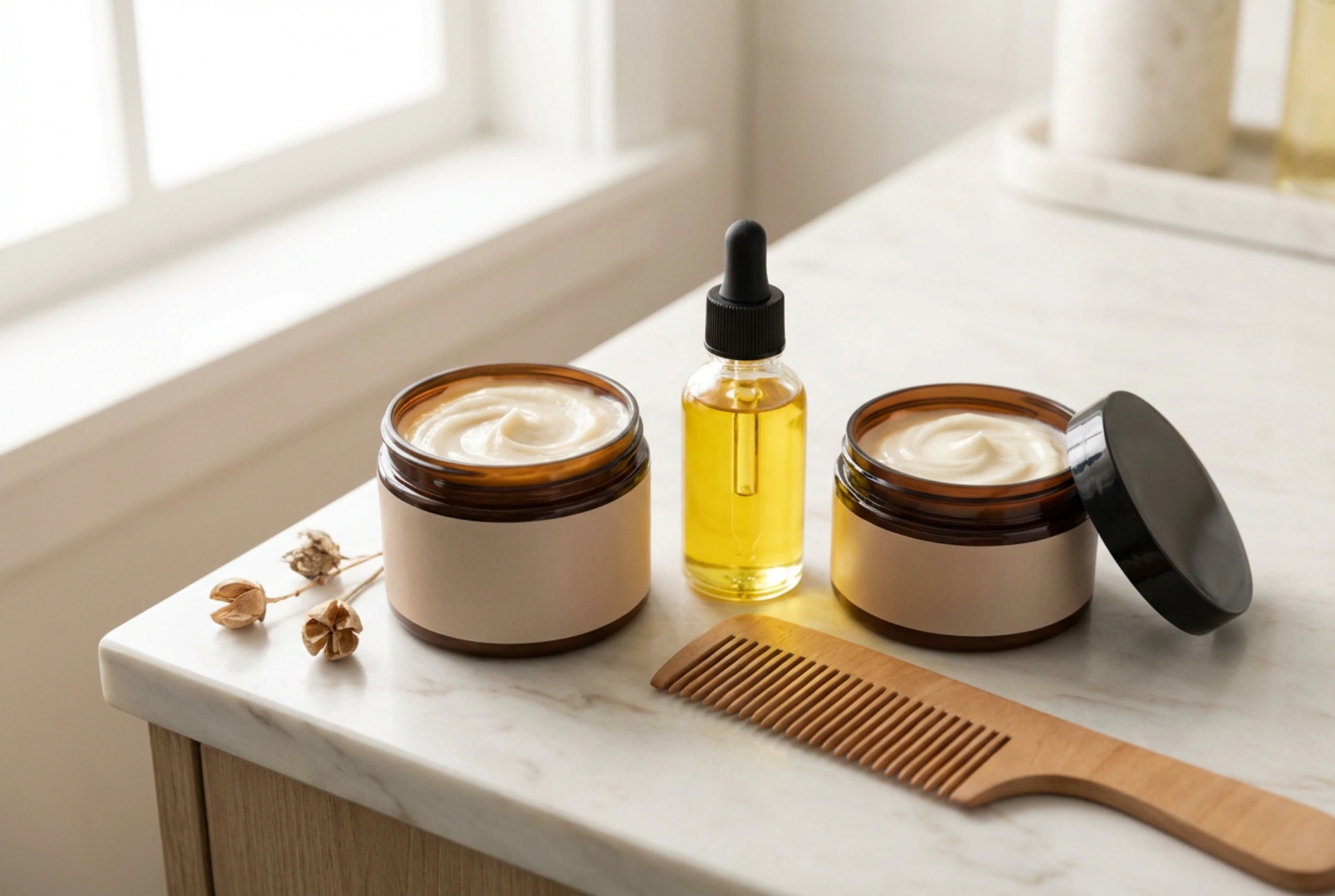 Hoitoaine kiharille hiuksille: humektantit, emollientit ja OMO