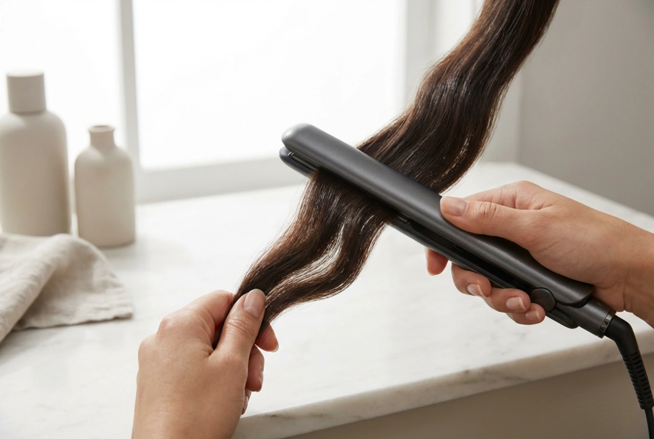 Rikotut laineet suoristusraudalla: osiointi, taivuttelu ja suortuvien jäähdytys