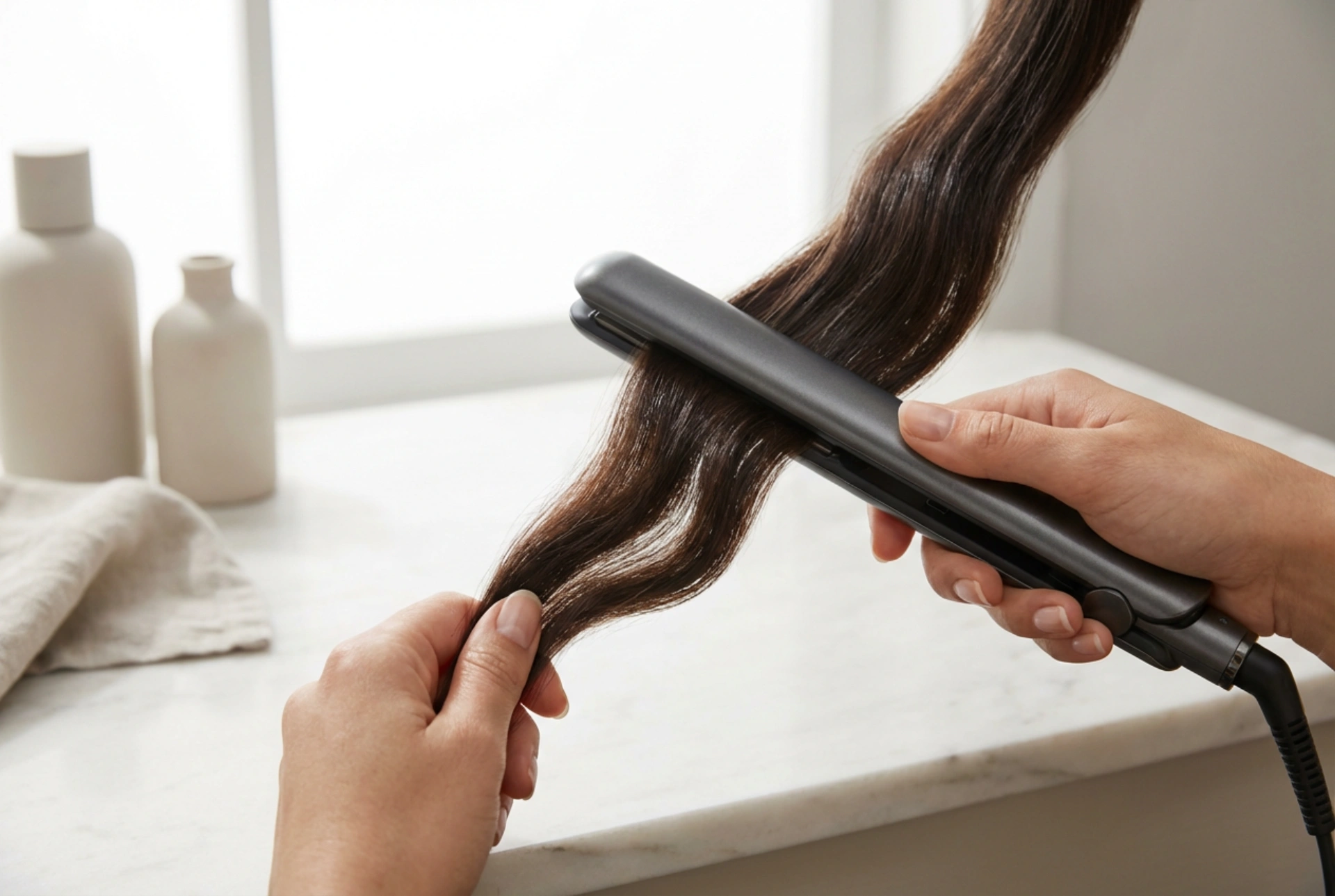 Rikotut laineet suoristusraudalla: osiointi, taivuttelu ja suortuvien jäähdytys