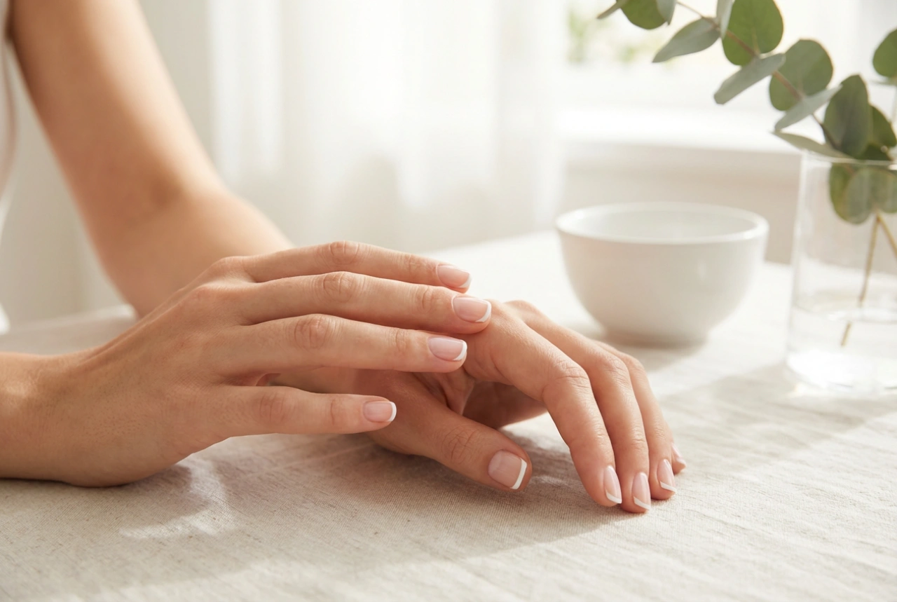 Ranskalainen manikyyri lyhyille kynsille: Optinen pidennys ja ohut viiva