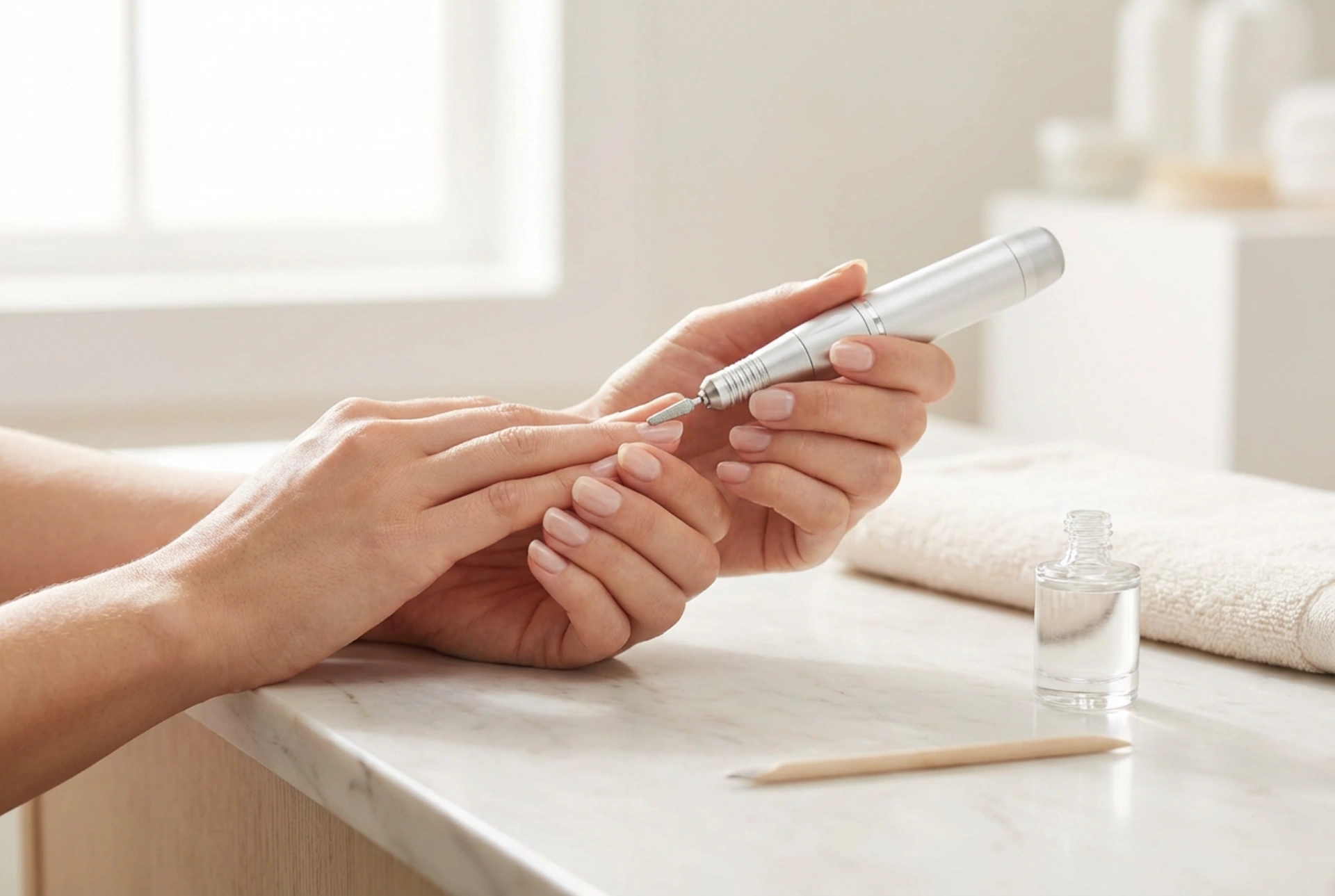 Sähköviila geelilakkauksen poistossa ja kynnen valmistelussa