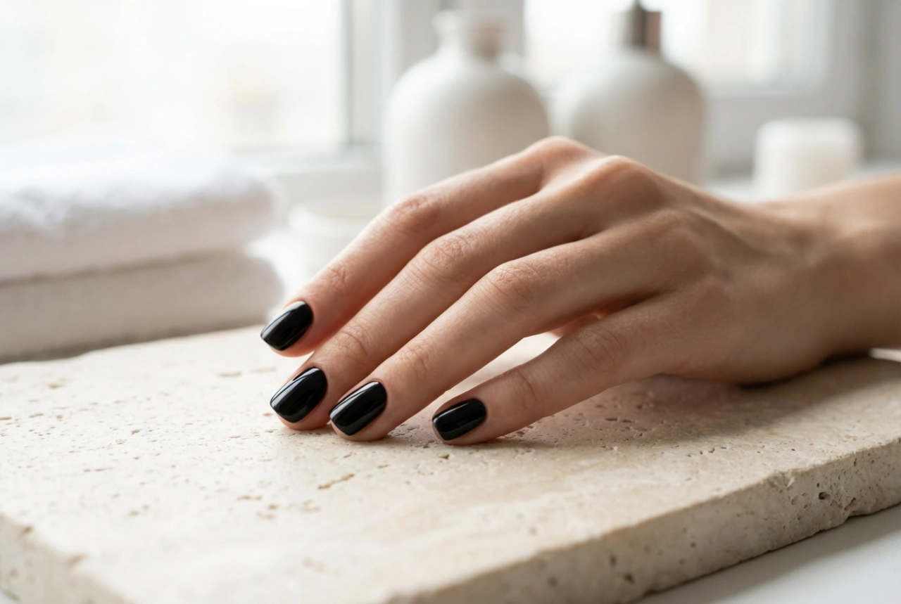 Lyhyet mustat kynnet: Elegantti tyyli ja optinen hoikennus