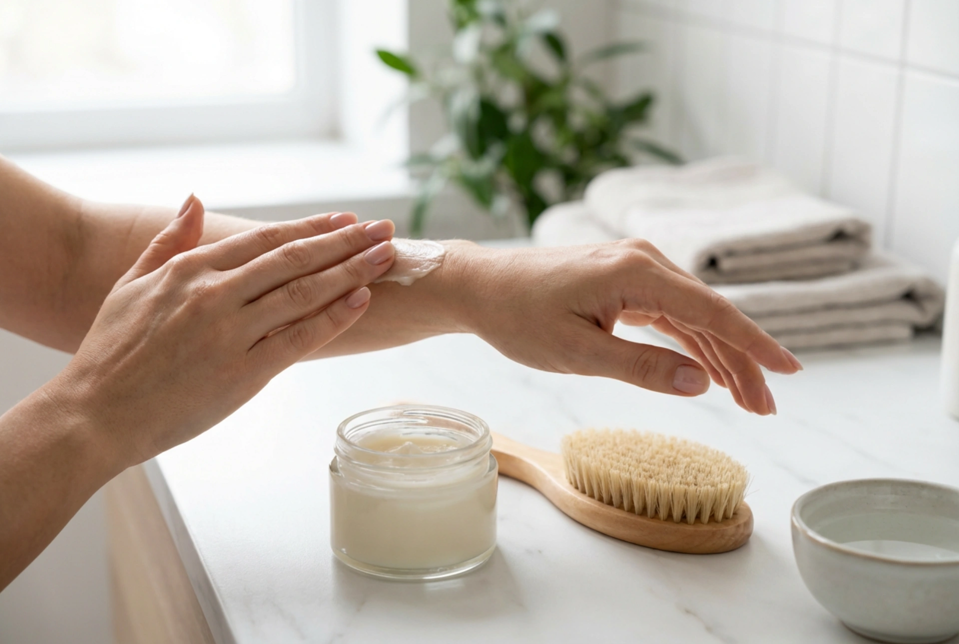 Kiinteyttävä vartalovoide: hieronta, kuivaharjaus ja levitysohjeet