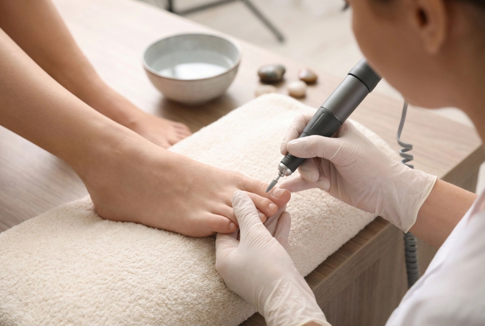 Koneellinen jalkahoito: jalkojen valmistelu, terien valinta ja tekniikka