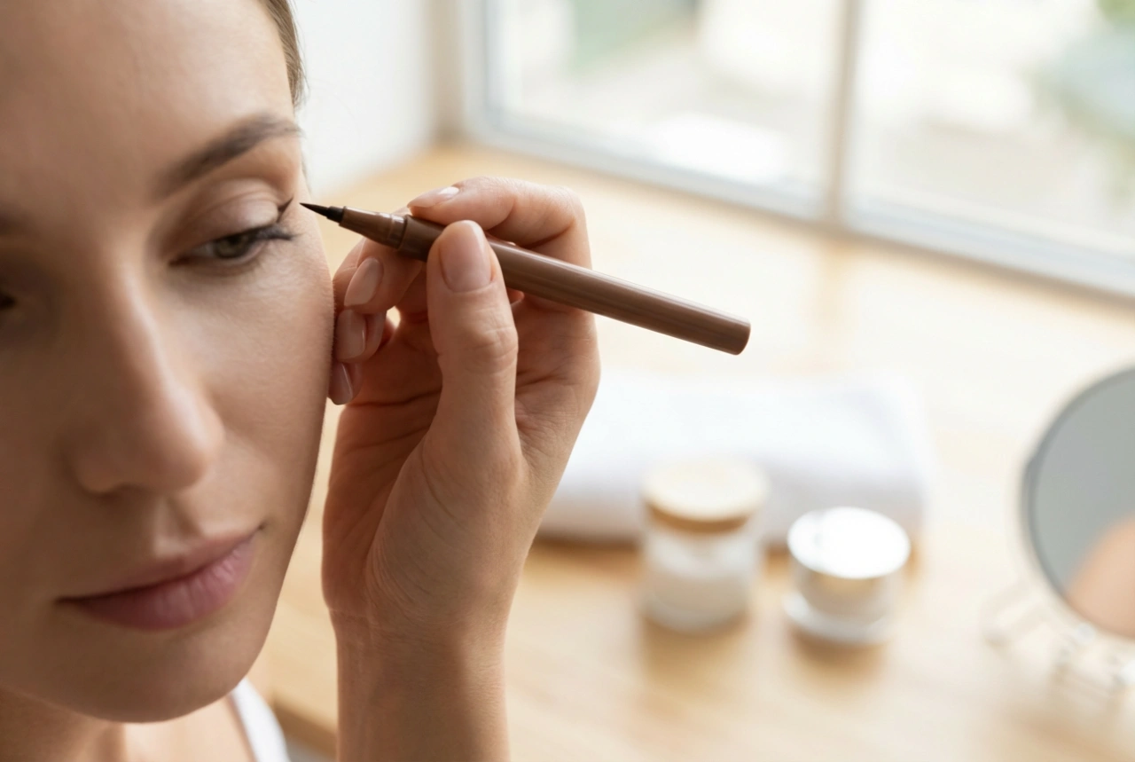 Ruskea eyeliner-tussi: tarkka rajaus, muodot ja virheiden korjaaminen
