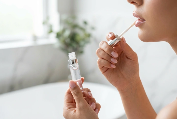 Tahmaamaton huulikiilto: levitys, kerrostaminen ja kiinnitys